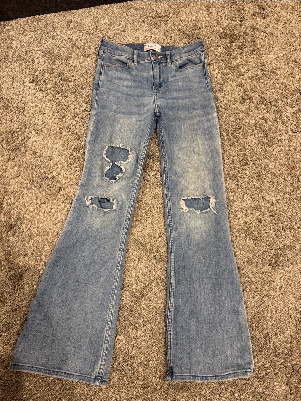 abercrombie kids Light Blue Distressed Flare Jeans